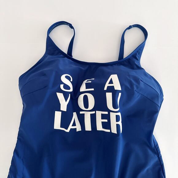 [Lane Bryant] Swim by Cacique Blue Sea You Later One Piece Tank Swimsuit Size 16 - Picture 4 of 12